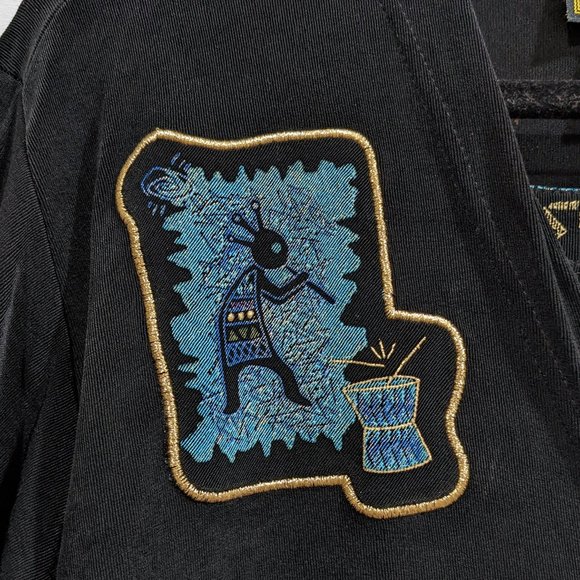 Vintage Hopi Motif Kokopelli Set Cardigan Top Slinky L/XL Southwestern 80s 90s - Picture 2 of 9